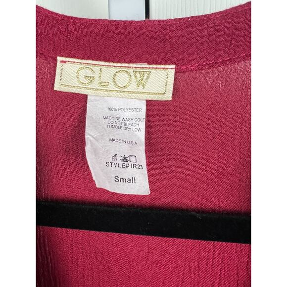 Womens Small Red Burgundy Surplice Long Sleeve Crepe Jumpsuit Preppy Career - Picture 2 of 7